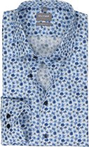 OLYMP comfort fit overhemd - popeline - licht- met donkerblauw en wit dessin - Strijkvrij - Boordmaat: 42