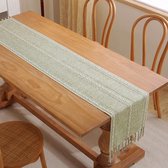 Tafelloper landhuisstijl saliegroen tafel loper in boho stijl groen shabby chic tafelloper tafelloper runner, 32 x 200 cm