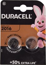 Duracell CR2016 Lithium Batterijen Set - 2 Stuks | 3V Spanning | 50% Extra Levensduur