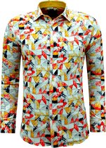 Strijkvrij Overhemd Lange Mouwen Slim fit met Print- 3142 - Geel