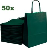 ArtiPack Kraft Papieren Tasjes Met Handvat – Zakjes – 50 Stuks – Donkergroen – 18x8x24 cm – Groen Cadeautasjes A5+