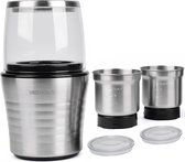 VeoHome elektrische koffiemolen en blender, molen en hakmachine voor koffiebonen, lijnzaad, specerijen, kruiden en groenten - roestvrij staal