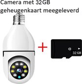 WiFi Panorama Camera - IP Camera - E27 Lamp Aansluiting - Beveiligingscamera Bewegingsdetectie - Draadloos Wifi - Nachtvisie - Camera resolutie 1920 x 1080 pixels-360 Graden-Ingebouwde Led Verlichting - Ai: Menselijke Detectie-met 32GB Geheugenkaart