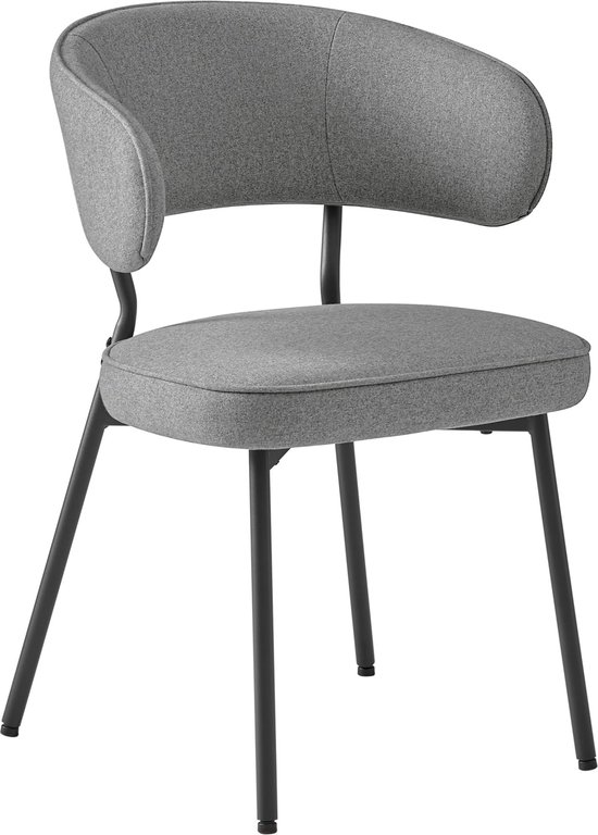 VASAGLE Eetkamerstoelen, set van 2, keukenstoelen, gestoffeerde stoelen, loungestoel, metalen poten, modern, voor eetkamer, keuken, donkergrijs