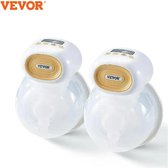 Bol.com Vevor - Elektrische Draadloze Borstkolf - Handsfree & Draagbaar - BPA-Vrij - Dubbele Borstkolf – Met Led display - Wit aanbieding
