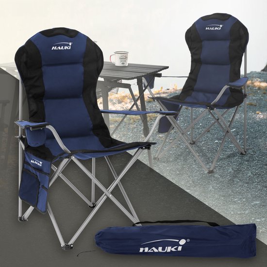 Opvouwbare campingstoel tot 150 kg blauw met bekerhouder incl. draagtas Hauki — afbeelding 5