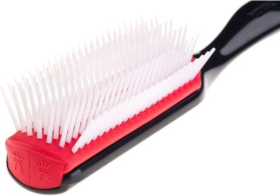 Denman Hairbrush D3, manche noir, coussin en caoutchouc rouge, 7 rangées