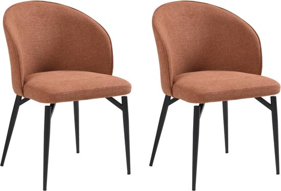 Maison Céphy Set van 2 stoelen van stof en metaal - Terracotta - GILONA van Pascal MORABITO L 54 cm x H 80.5 cm x D 56.5 cm