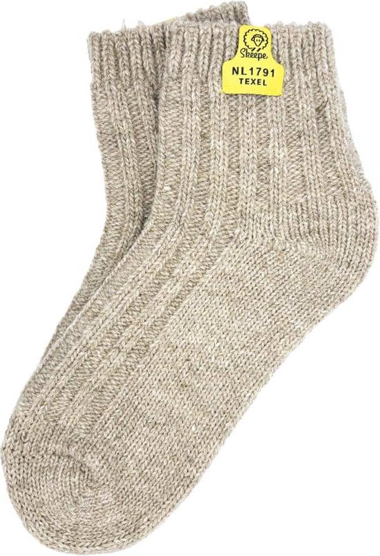 Skéépe – Chaussettes en Laine Beige – Chaussettes basses Courtes - Taille 37-41 - En Véritable Laine de Mouton Texel