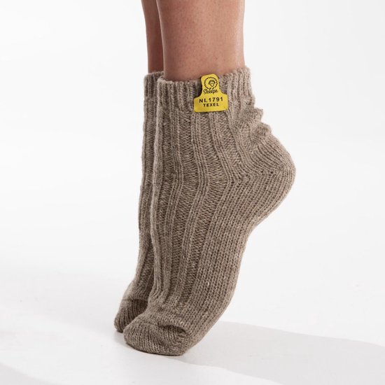 Skéépe – Chaussettes en Laine Beige – Chaussettes basses Courtes - Taille 37-41 - En Véritable Laine de Mouton Texel