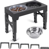 Verstelbare hondenbak met langzame voederbak en waterbak - Geschikt voor grote, middelgrote en kleine huisdieren elevated dog bowls