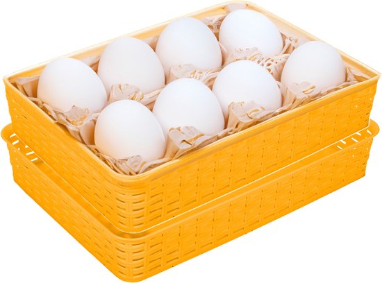 Foto: Hega hogar opbergmandje ladeverdeler 2x geel 4 5 liter kunststof 26 x 35 x 6 cm kastmandjes manden