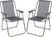 Sunnydays Picnic camping/strand stoel - 2x - aluminium - inklapbaar - grijs - L53 x B55 x H75 cm - klapstoelen