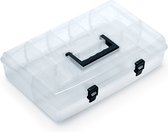 Kistenberg Sorteerbox/vakjes koffer - spijkers/schroeven/kleine spullen - 6 vaks - kunststof - transparant - 36 x 24 x 8.5 cm