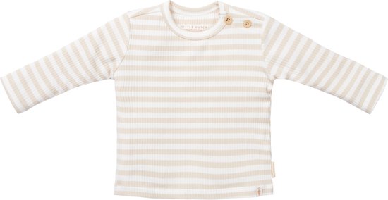 Little Dutch Stripe T-shirt - Lange Mouw - Mt. 56 – Zand/Wit