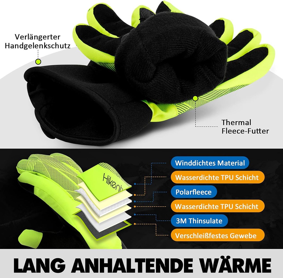 HIKENTURE Winterhandschoenen met 3M Thinsulate-isolatie, warme fietshandschoenen voor dames en heren, waterdichte handschoenen, geschikt voor touchscreen, voor de winter, B3-L