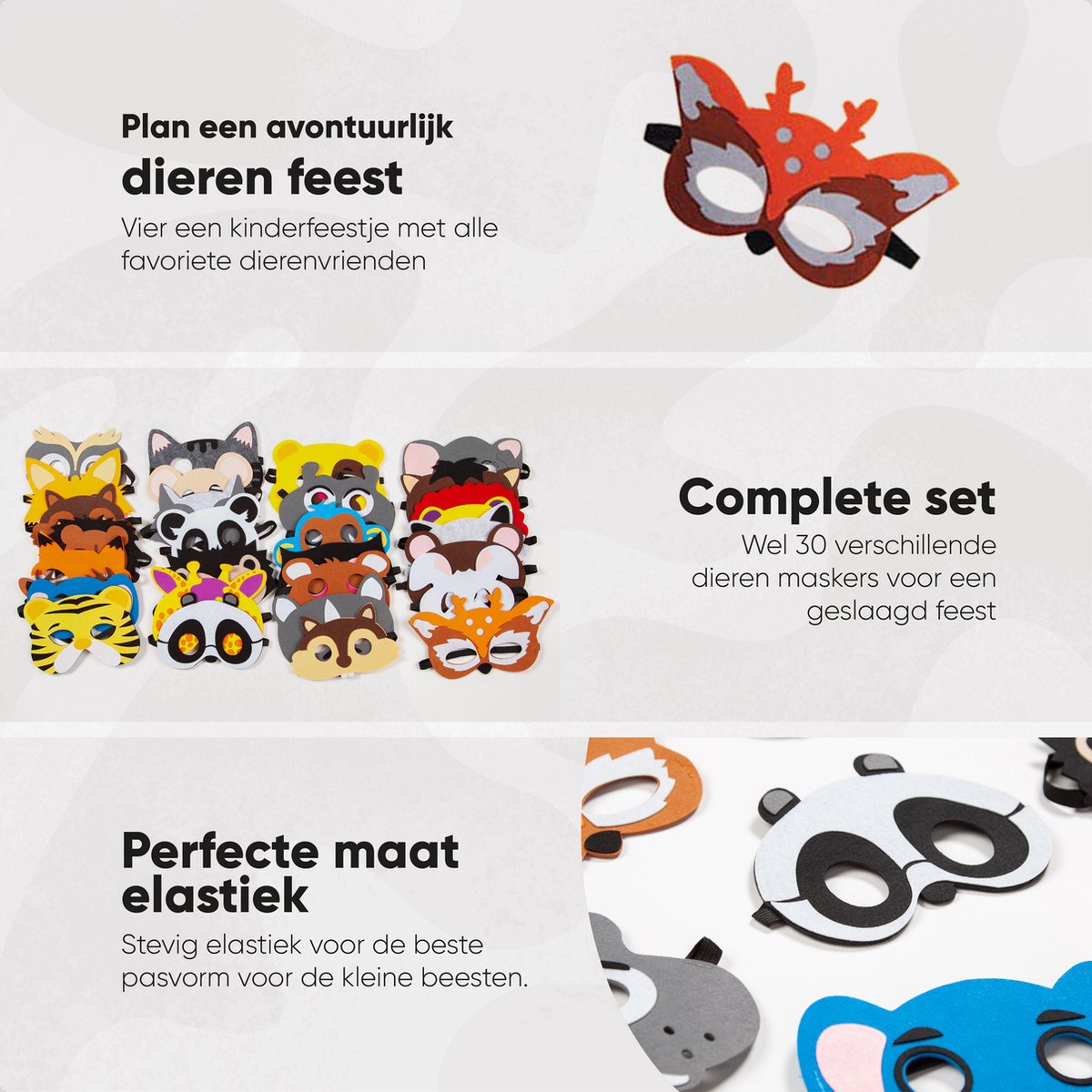 Fissaly 30 Stuks Dieren Jungle Maskers voor Kinderfeest & Verkleed Partijen – Safari Kostuum Decoratie - Dierenmaskers — afbeelding 6