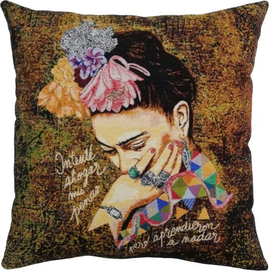 Housse de coussin Frida Kahlo - Tissu Gobelin - 40 x 40 cm