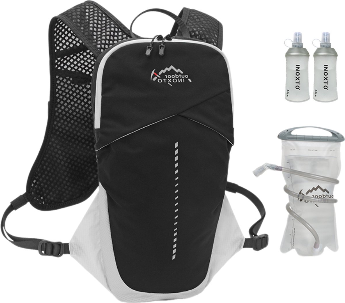 Sac à Dos Hydratation 12L – Gilet De Running, 2 Bouteilles 500ml, Ultra-léger 220g, Respirant, Réfléchissant