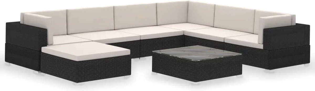 Tuinmeubelset - Buiten - Outdoor - Loungeset - Bankstoel - 16 Zachte tuin Kussen - Fauteuil - 6 Zits Terras Sofa Set - Met Salontafel - Terras