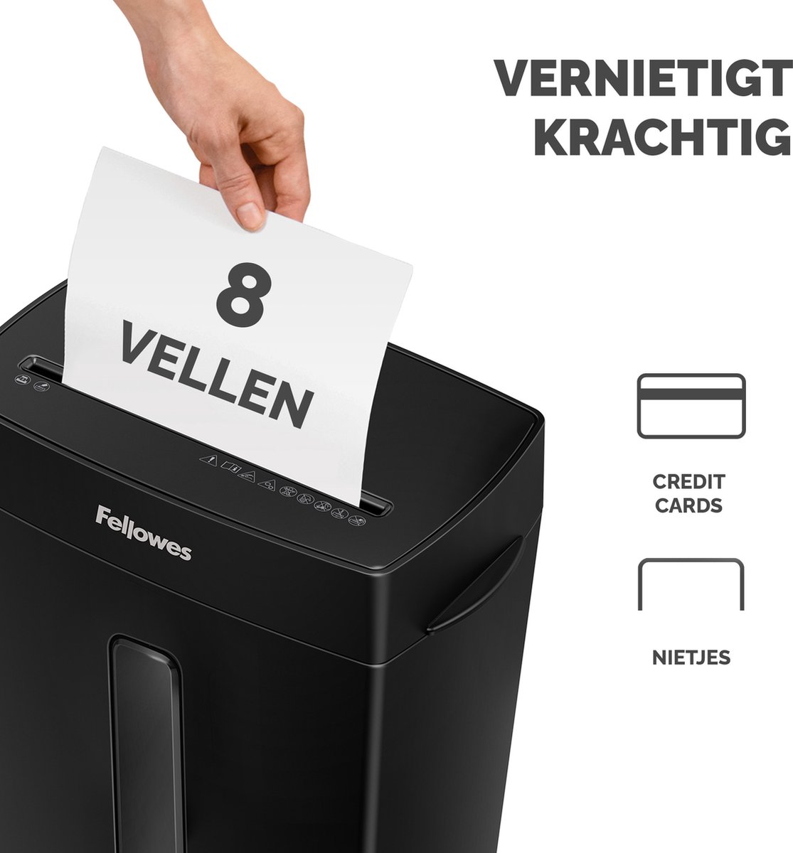 Fellowes P‑42C Papiervernietiger / Papierversnipperaar – P‑4 Cross‑Cut – 8 vellen – Ook voor pasjes – Thuis & thuiskantoor thumbnail 4