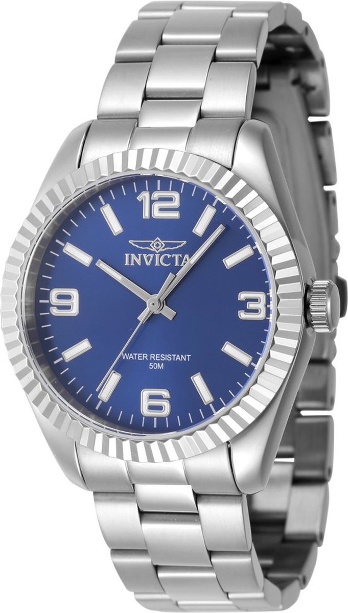 Invicta Specialty 47466 Dames Horloge - Waterdicht - Analoog - Quartz Uurwerk - Roestvrij Staal met blauwe Wijzerplaat - 36mm