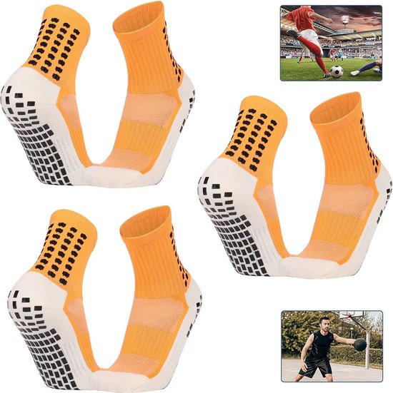 Gripsokken - 3 paar - sportsokken - voetbal - one size 40-46 - Kwaliteit - Stevige en Comfortabele Sokken - met anti-slip noppen - Pilates Sokken - Geschikt voor de meeste sporten - antislip