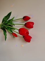 Real Touch Tulips - Rood - Real Touch Tulpen Red - Tulpen - Kunstbloemen - Kunst Tulpen - Kunst Boeket - Tulp - 40 CM - Bos Bloemen - Latex Bloem - Bruiloft