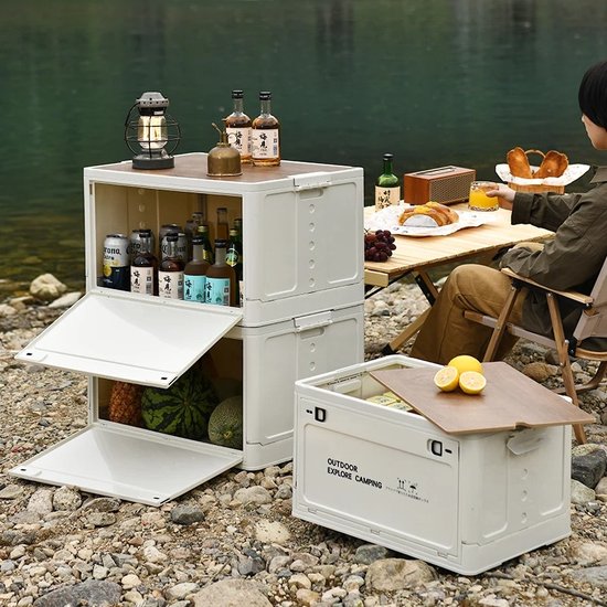 Qunature Campingbox Aufbewahrungsbox mit Deckel 26L, Faltbare Aufbewahrungsbehälter Campingschrank Kofferraum Organize Outdoor Camping Zubehör für Camping, Reisen, Familie