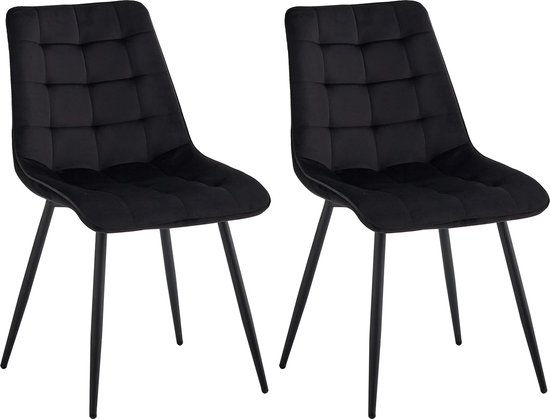 Set van 2 Stoelen - Luxe Eetkamerstoel - Eetkamerstoelen - 2 stoelen - Moderne look - Zwart