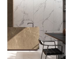 Marmerlook Armani Bronze,merk Nexion 1198x598x9mm glans verkoop per doos 2 pc =1.44M2 prijs € 65.00M2