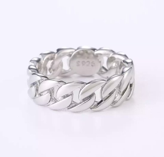 Soraro Chain Cuban Link Ring | Zilverkleurig | Ringen Mannen | 20mm | Ring Heren | Mannen Cadeau | Vaderdag | Vaderdag Cadeau