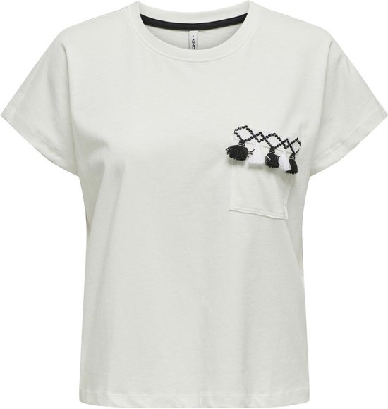 Only T-shirt Onljill Life S/s Top Box Jrs 15324337 Cloud Dancer/summer Poc Dames Maat - L