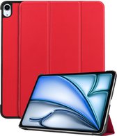 Hoes Geschikt voor iPad Air 2024 (11 inch) Hoes Book Case Hoesje Trifold Cover - Hoesje Geschikt voor iPad Air 6 (11 inch) Hoesje Bookcase - Rood