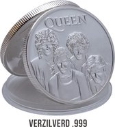 Allernieuwste.nl® Queen Herdenkingsmunt Geluksmunt Verzilverd Cadeau - Geschenk Idee - Zilver verzilverd - Ø 40 mm