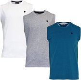 3-Pack Donnay T-shirt zonder mouw (589100) - Sportshirt - Heren - White/Grey-marl/Petrol (626) - maat S