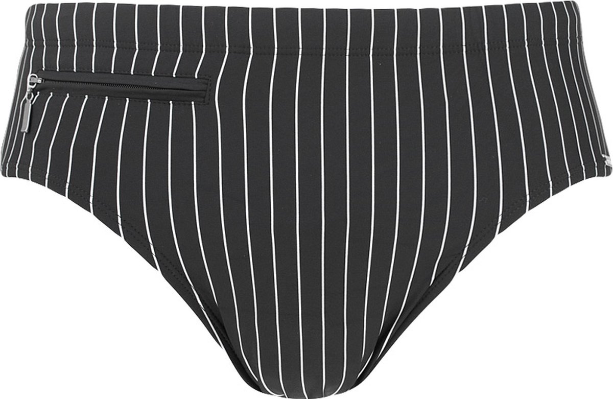 SCHIESSER Nautical Casual heren badkleding - zwemslip met ritszak breiwerk gerecycled strepen zwart — afbeelding 15