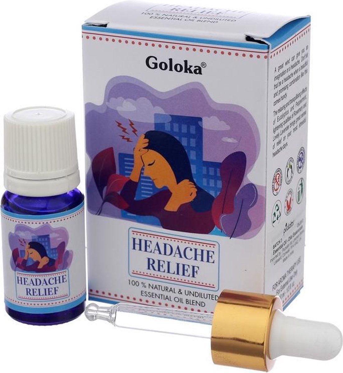 Goedkoopste Goloka Mix Etherische Olie - Hoofdpijnverlichting - Natuurlijke olie - Flesje 10 ml