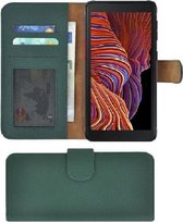 Samsung Galaxy Xcover 5 hoesje - Bookcase - Samsung Xcover 5 Wallet Book Case Echt Leer Dennengroen Cover