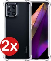 Hoesje Geschikt voor OPPO Find X3 Pro Hoesje Siliconen Shock Proof Case Hoes - Hoes Geschikt voor OPPO X3 Pro Hoes Cover Case Shockproof - Transparant - 2 PACK