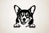 Wanddecoratie - Hond - Corgi 2 - M - 64x60cm - Zwart - muurdecoratie - Line Art