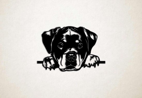 Wanddecoratie - Hond - Rottweiler 8 - M - 59x87cm - Zwart - muurdecoratie - Line Art