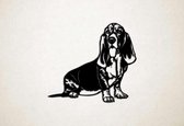 Wanddecoratie - Hond - Basset Hound 1 - XS - 25x28cm - Zwart - muurdecoratie - Line Art