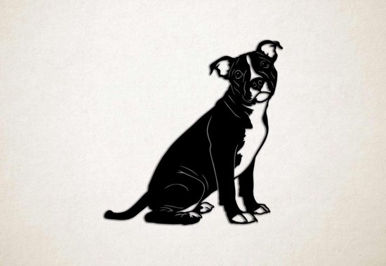 Wanddecoratie - Hond - Engelse Stafford 7 - L - 78x75cm - Zwart - muurdecoratie - Line Art