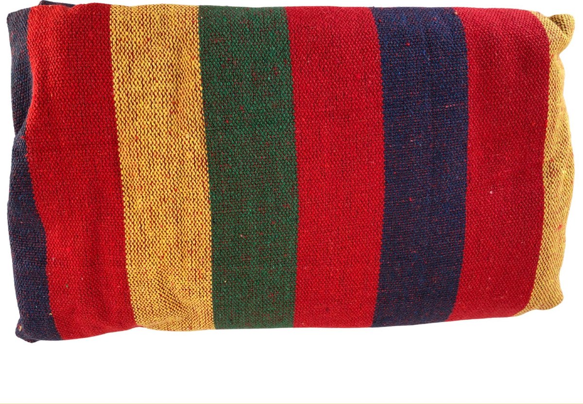 Hangmat 200x100cm streep groot rood/geel/groen/paars - relaxen - hangen - chillen - cadeau