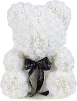 Wit Rozen Teddy Beer XL - met gift box - 40cm - Rose bear - Valentijn cadeautje vrouw - moeder moederdag cadeautje- ik hou van jou - liefdes cadeau - Mama liefde - Love - rood