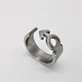 Edelstaal geborsteld zilverkleurig ring met mannelijk symbool in maat 23, deze ring is zowel geschikt voor dame of heer.