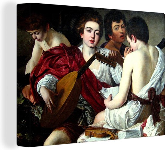 Canvas Schilderij De muzikanten - Schilderij van Caravaggio - 120x90 cm - Wanddecoratie