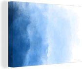 Canvas Schilderij Waterverf - Ombre - Blauw - Wit - 60x40 cm - Wanddecoratie