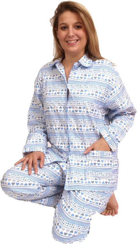 Cocodream Flanel Pyjama Hart Blauw maat S | bol.com
